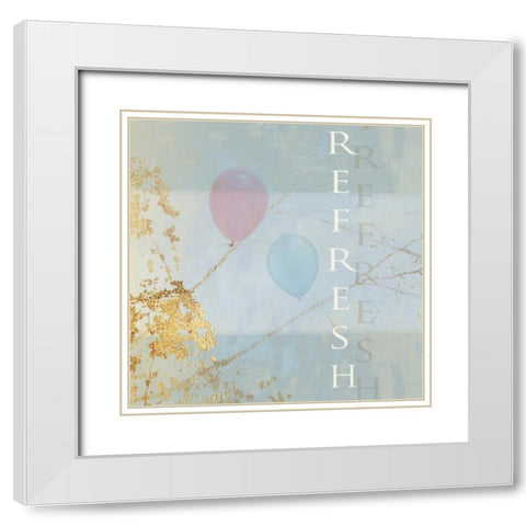 Refresh Balloons White Modern Wood Framed Art Print with Double Matting by PI Studio