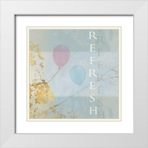 Refresh Balloons White Modern Wood Framed Art Print with Double Matting by PI Studio