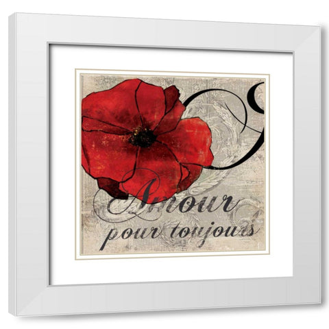 Amour Toujours White Modern Wood Framed Art Print with Double Matting by PI Studio