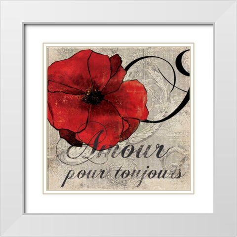Amour Toujours White Modern Wood Framed Art Print with Double Matting by PI Studio