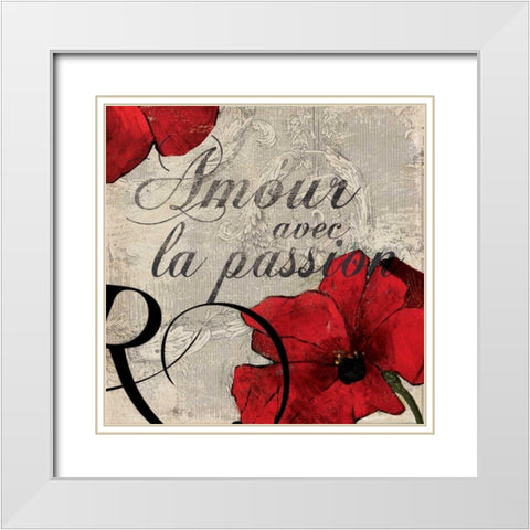 Amour Passion White Modern Wood Framed Art Print with Double Matting by PI Studio