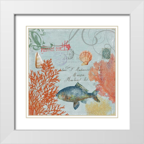 Under the Sea II White Modern Wood Framed Art Print with Double Matting by PI Studio