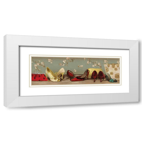 Shoe Lineup White Modern Wood Framed Art Print with Double Matting by PI Studio