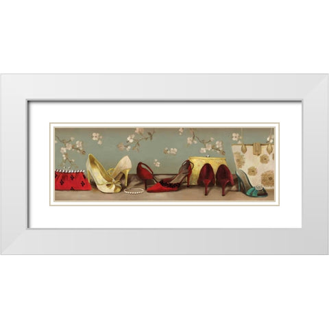 Shoe Lineup White Modern Wood Framed Art Print with Double Matting by PI Studio