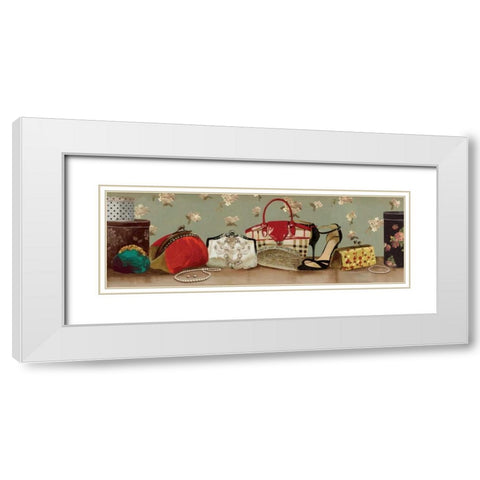 Purse Lineup White Modern Wood Framed Art Print with Double Matting by PI Studio