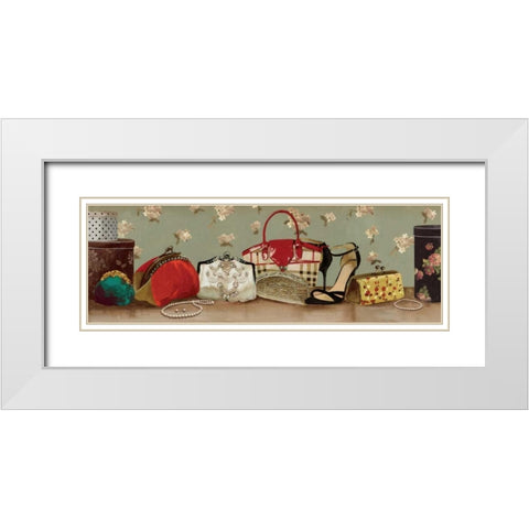 Purse Lineup White Modern Wood Framed Art Print with Double Matting by PI Studio