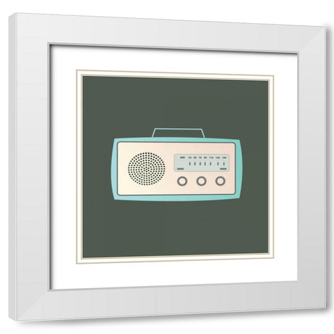 MCM Radio I White Modern Wood Framed Art Print with Double Matting by PI Studio