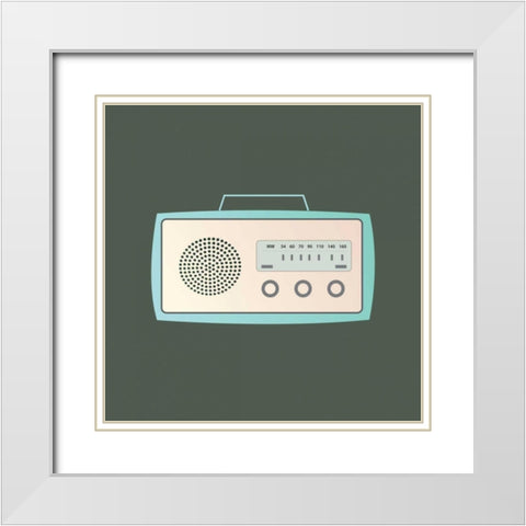 MCM Radio I White Modern Wood Framed Art Print with Double Matting by PI Studio