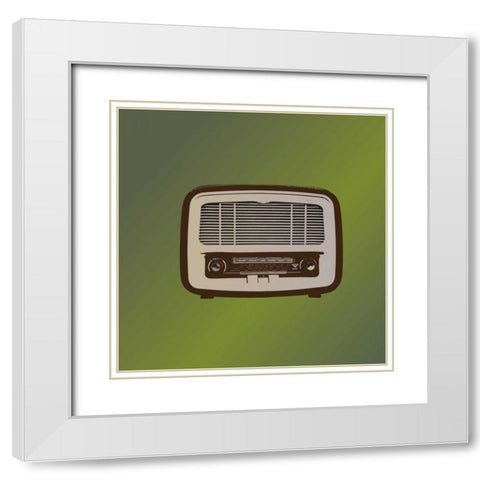 MCM Radio II White Modern Wood Framed Art Print with Double Matting by PI Studio