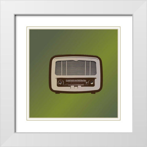 MCM Radio II White Modern Wood Framed Art Print with Double Matting by PI Studio