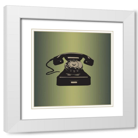 MCM Telephone White Modern Wood Framed Art Print with Double Matting by PI Studio