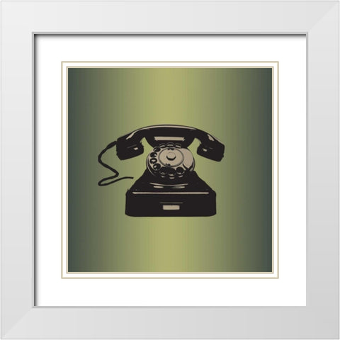 MCM Telephone White Modern Wood Framed Art Print with Double Matting by PI Studio