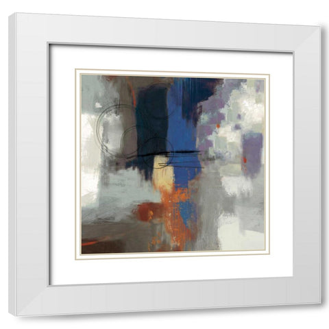 Indigo Touch White Modern Wood Framed Art Print with Double Matting by PI Studio