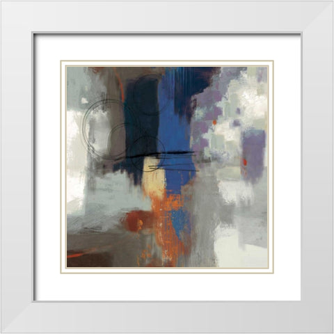 Indigo Touch White Modern Wood Framed Art Print with Double Matting by PI Studio