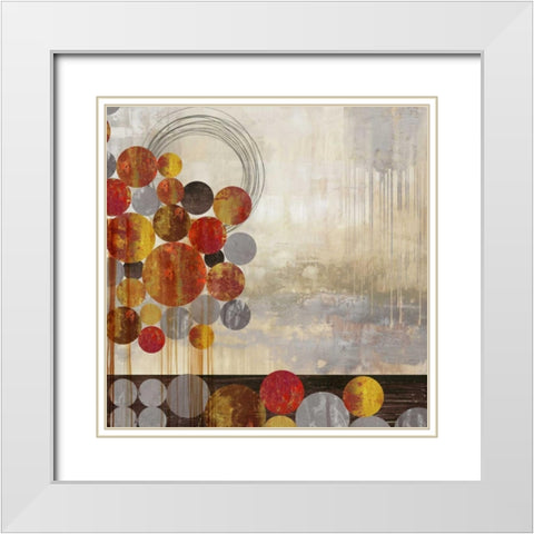 Sphere Scape White Modern Wood Framed Art Print with Double Matting by PI Studio