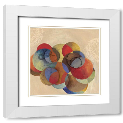 Cubist Circles White Modern Wood Framed Art Print with Double Matting by PI Studio