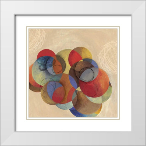 Cubist Circles White Modern Wood Framed Art Print with Double Matting by PI Studio