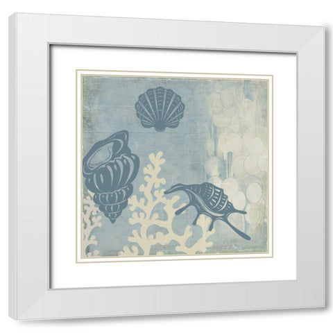 Ocean Life I White Modern Wood Framed Art Print with Double Matting by PI Studio