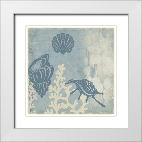 Ocean Life I White Modern Wood Framed Art Print with Double Matting by PI Studio