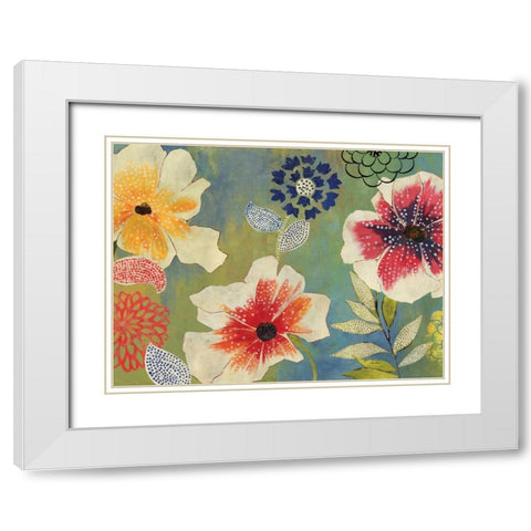 Folk Garden White Modern Wood Framed Art Print with Double Matting by PI Studio