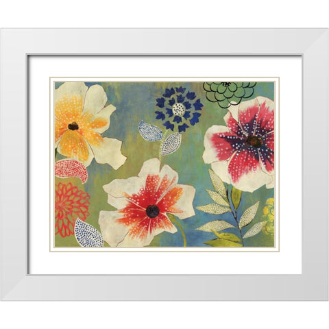 Folk Garden White Modern Wood Framed Art Print with Double Matting by PI Studio