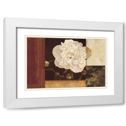 Bronzed Floral White Modern Wood Framed Art Print with Double Matting by PI Studio