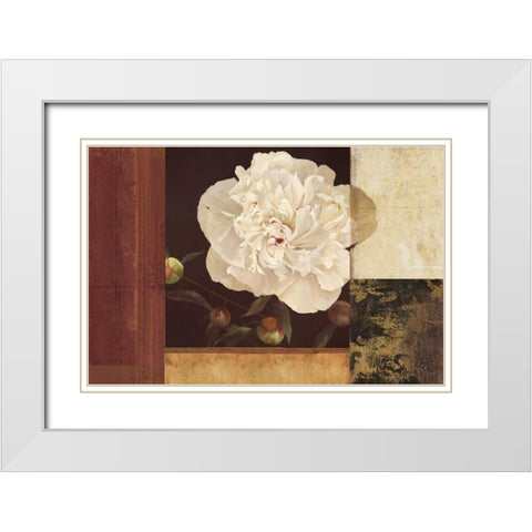 Bronzed Floral White Modern Wood Framed Art Print with Double Matting by PI Studio