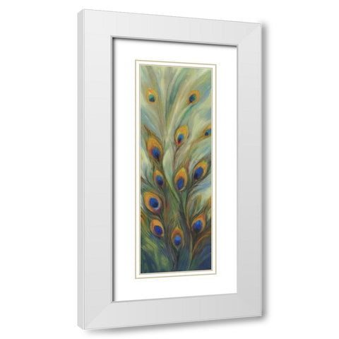 Peacock Tale White Modern Wood Framed Art Print with Double Matting by PI Studio
