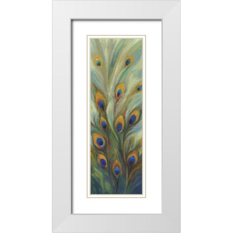 Peacock Tale White Modern Wood Framed Art Print with Double Matting by PI Studio