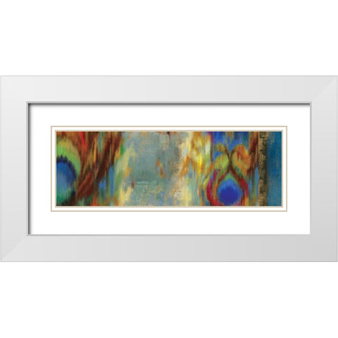 Peacock Abstract White Modern Wood Framed Art Print with Double Matting by PI Studio