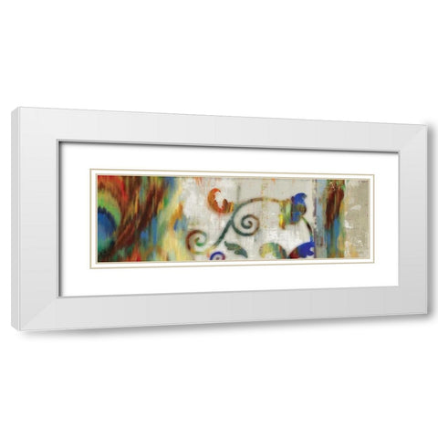 Peacock Trellis White Modern Wood Framed Art Print with Double Matting by PI Studio