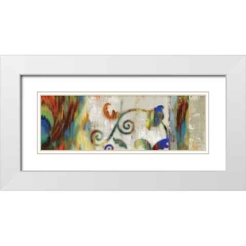 Peacock Trellis White Modern Wood Framed Art Print with Double Matting by PI Studio