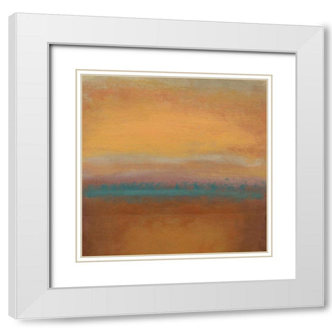 Tangerine Sweep White Modern Wood Framed Art Print with Double Matting by PI Studio