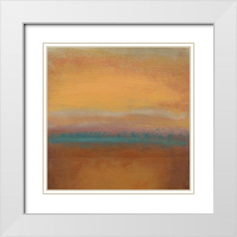 Tangerine Sweep White Modern Wood Framed Art Print with Double Matting by PI Studio