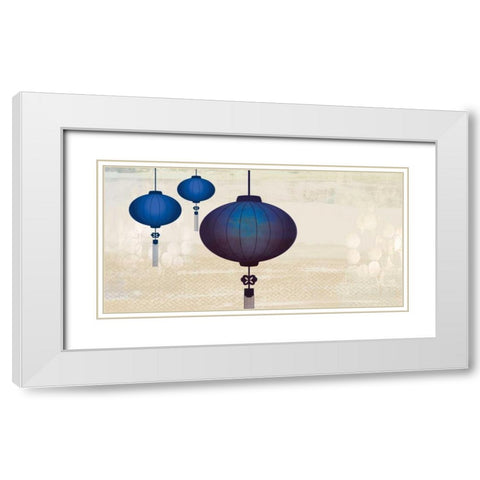 Midnight Lanterns I White Modern Wood Framed Art Print with Double Matting by PI Studio