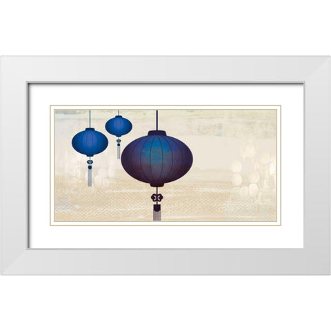 Midnight Lanterns I White Modern Wood Framed Art Print with Double Matting by PI Studio