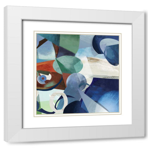 Prism II White Modern Wood Framed Art Print with Double Matting by PI Studio