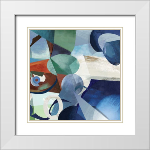 Prism II White Modern Wood Framed Art Print with Double Matting by PI Studio