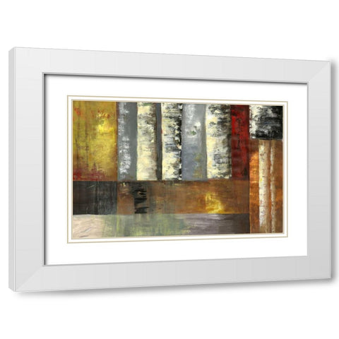 Abstracted Birches I White Modern Wood Framed Art Print with Double Matting by PI Studio