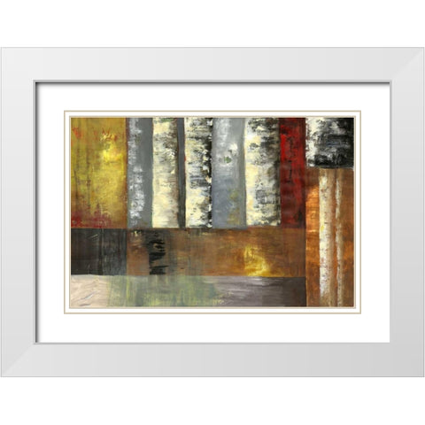 Abstracted Birches I White Modern Wood Framed Art Print with Double Matting by PI Studio