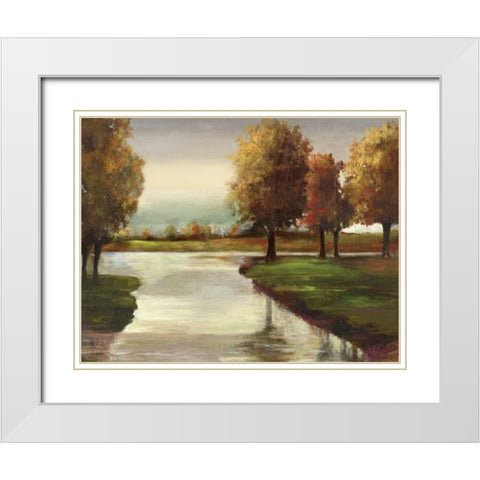 Silver Creek White Modern Wood Framed Art Print with Double Matting by PI Studio