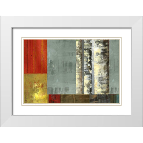 Birch Patchwork White Modern Wood Framed Art Print with Double Matting by PI Studio