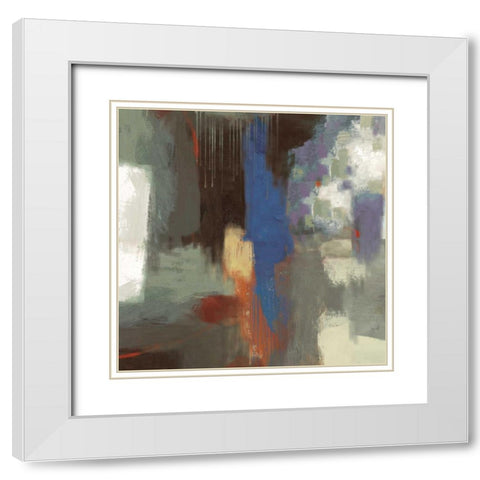 Blue Abstract White Modern Wood Framed Art Print with Double Matting by PI Studio