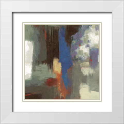 Blue Abstract White Modern Wood Framed Art Print with Double Matting by PI Studio