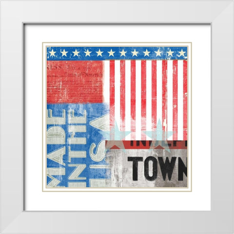 USA White Modern Wood Framed Art Print with Double Matting by PI Studio