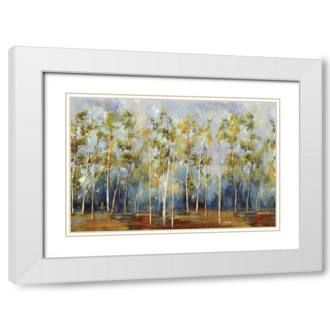 Indigo Forest White Modern Wood Framed Art Print with Double Matting by PI Studio