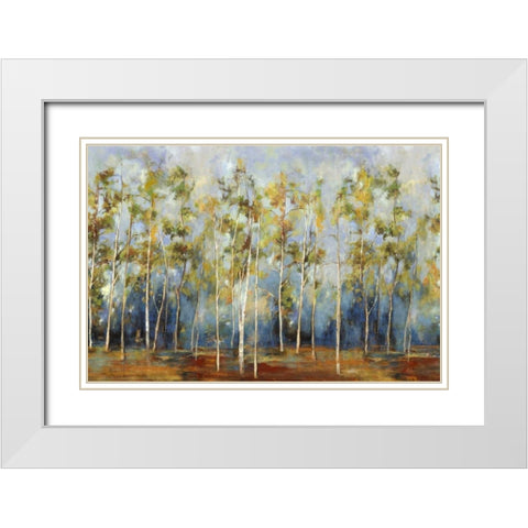 Indigo Forest White Modern Wood Framed Art Print with Double Matting by PI Studio