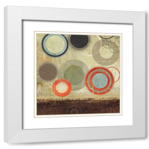 Circles I White Modern Wood Framed Art Print with Double Matting by PI Studio