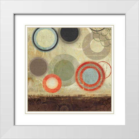 Circles I White Modern Wood Framed Art Print with Double Matting by PI Studio