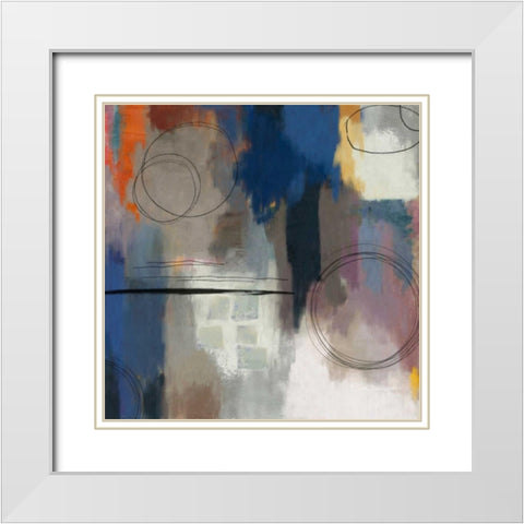 Indigo Touch II White Modern Wood Framed Art Print with Double Matting by PI Studio